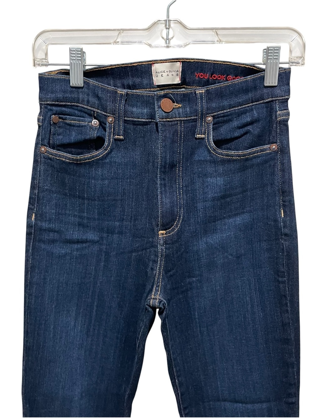 Alice + Olivia Good High Rise Skinny Dark Wash Jeans Blue Women’s Size 27 - Picture 3 of 8